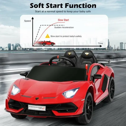 12V Licensed Lamborghini SVJ RC Kids Ride On Car with Trunk and Music-Red