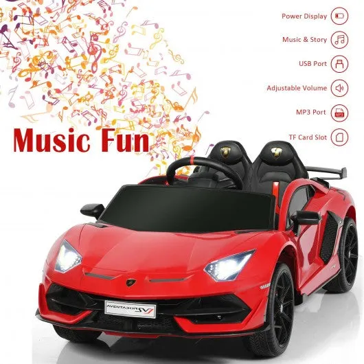 12V Licensed Lamborghini SVJ RC Kids Ride On Car with Trunk and Music-Red