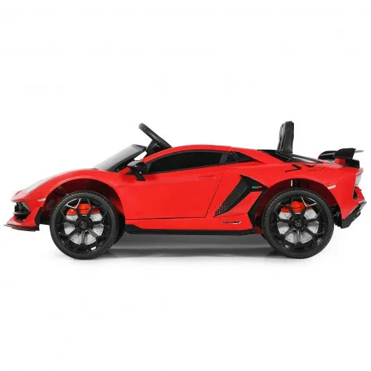 12V Licensed Lamborghini SVJ RC Kids Ride On Car with Trunk and Music-Red