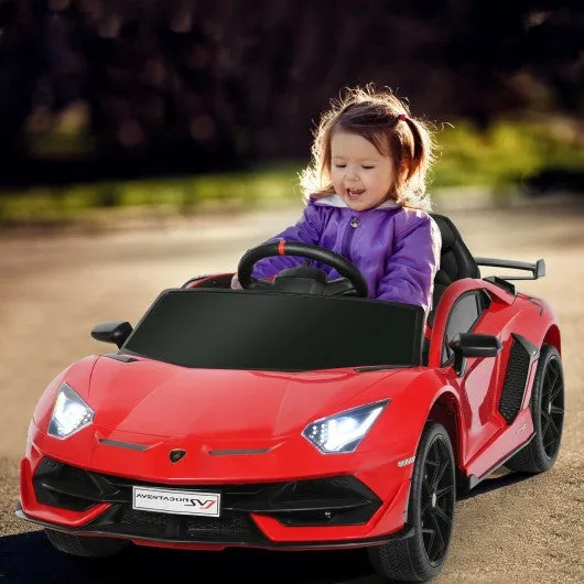 12V Licensed Lamborghini SVJ RC Kids Ride On Car with Trunk and Music-Red