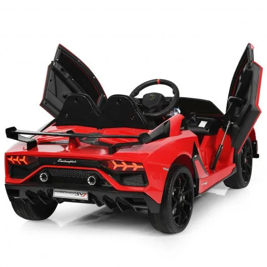 12V Licensed Lamborghini SVJ RC Kids Ride On Car with Trunk and Music-Red