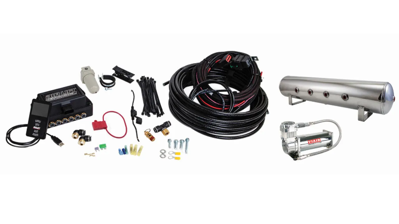 Air Lift Performance 3P Air Management (1/4" Air Line, 4 Gallon 7-Port Lightweight Polished Aluminum Tank, VIAIR 444C Compressor)