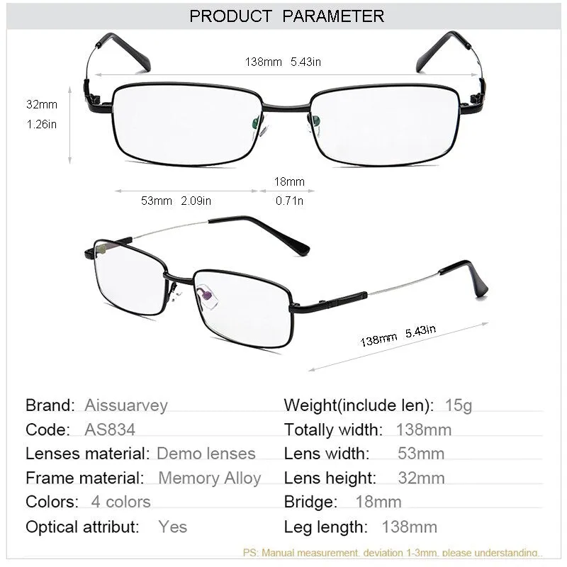 Aissuarvey Men's Full Rim Memory Alloy Frame Eyeglasses As18341