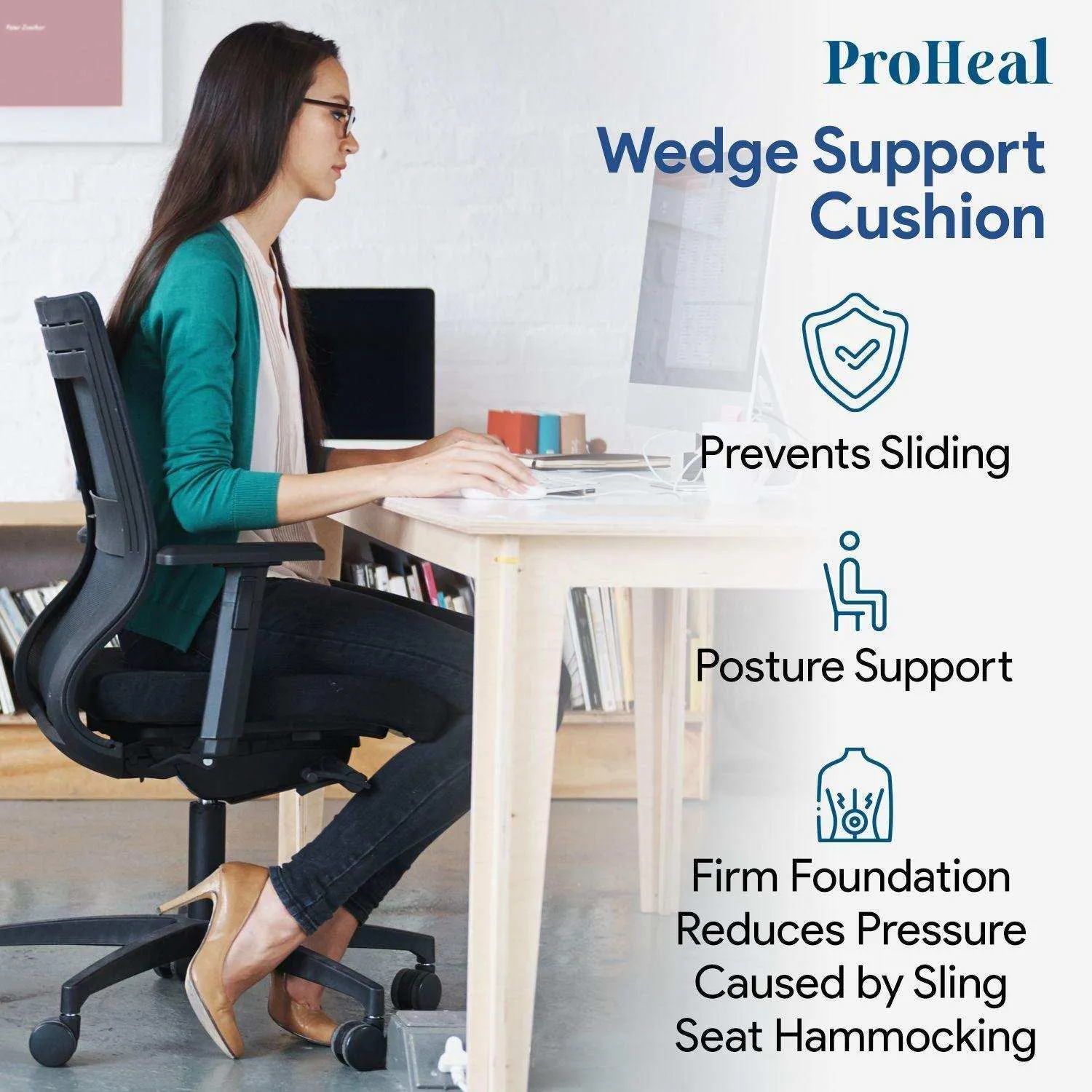 Bariatric Foam Wedge Wheelchair Seat Cushion - Eliminates Sliding from Sling Seat