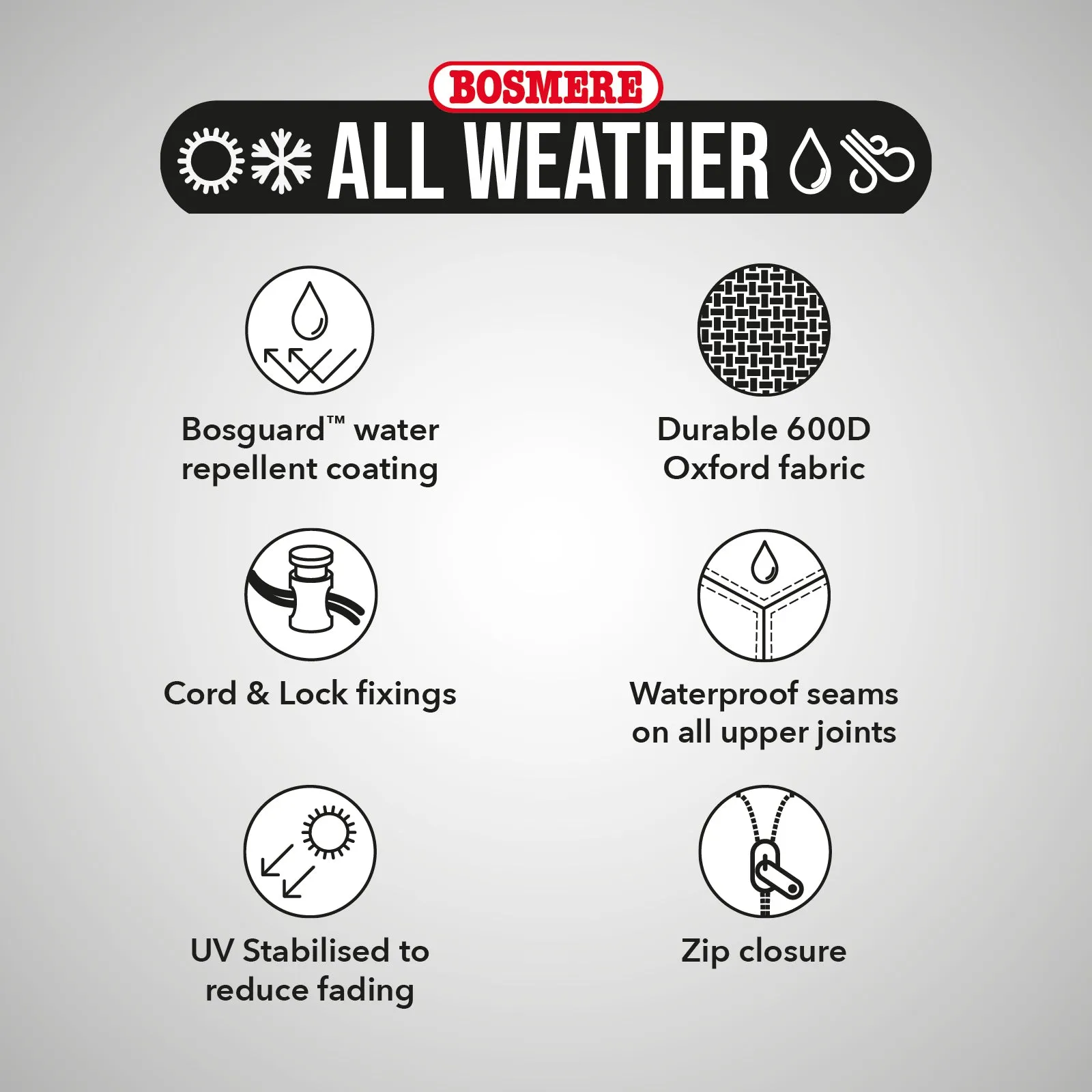 Bosmere All-Weather Extra Large Parasol Cover   Zip Black