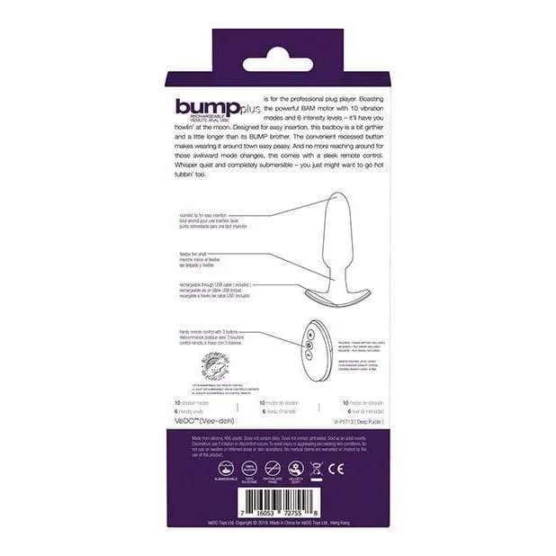 Bump Plus Rechargeable 10 Mode 6 Level Remote Anal Vibe