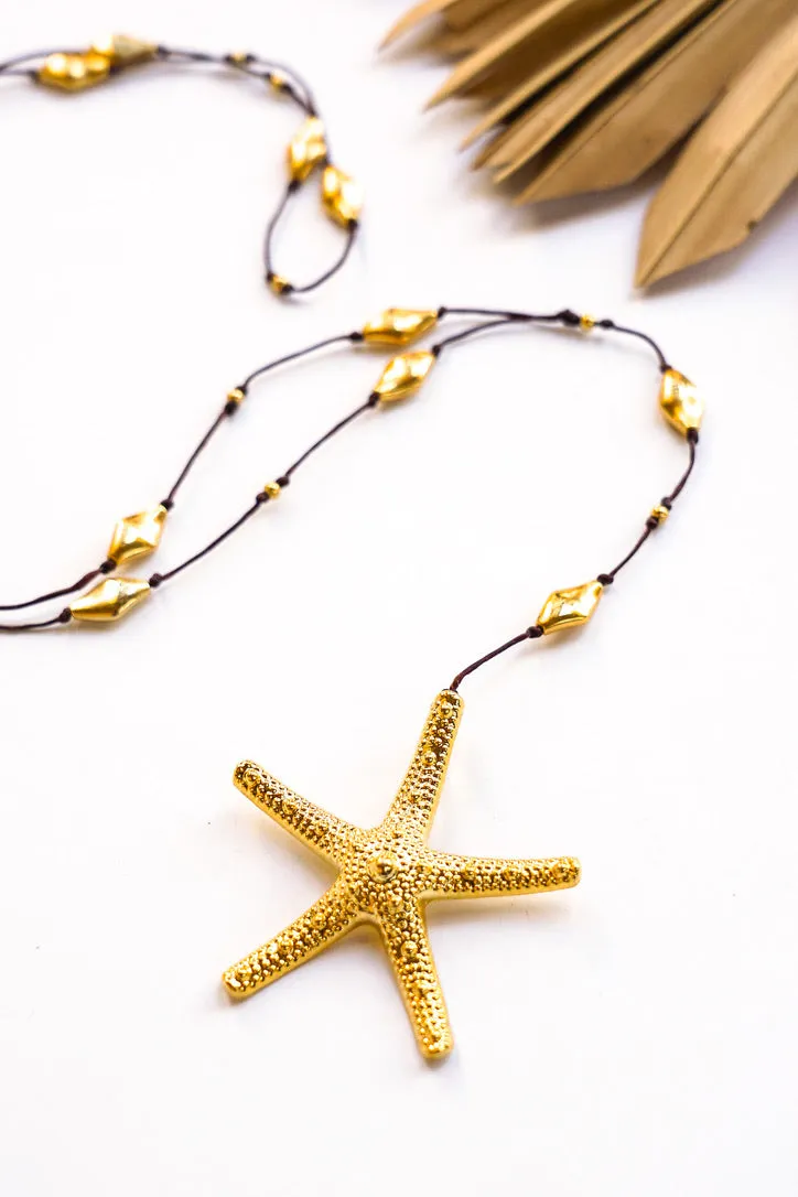 Bumpy Starfish Gold Alloy Necklace