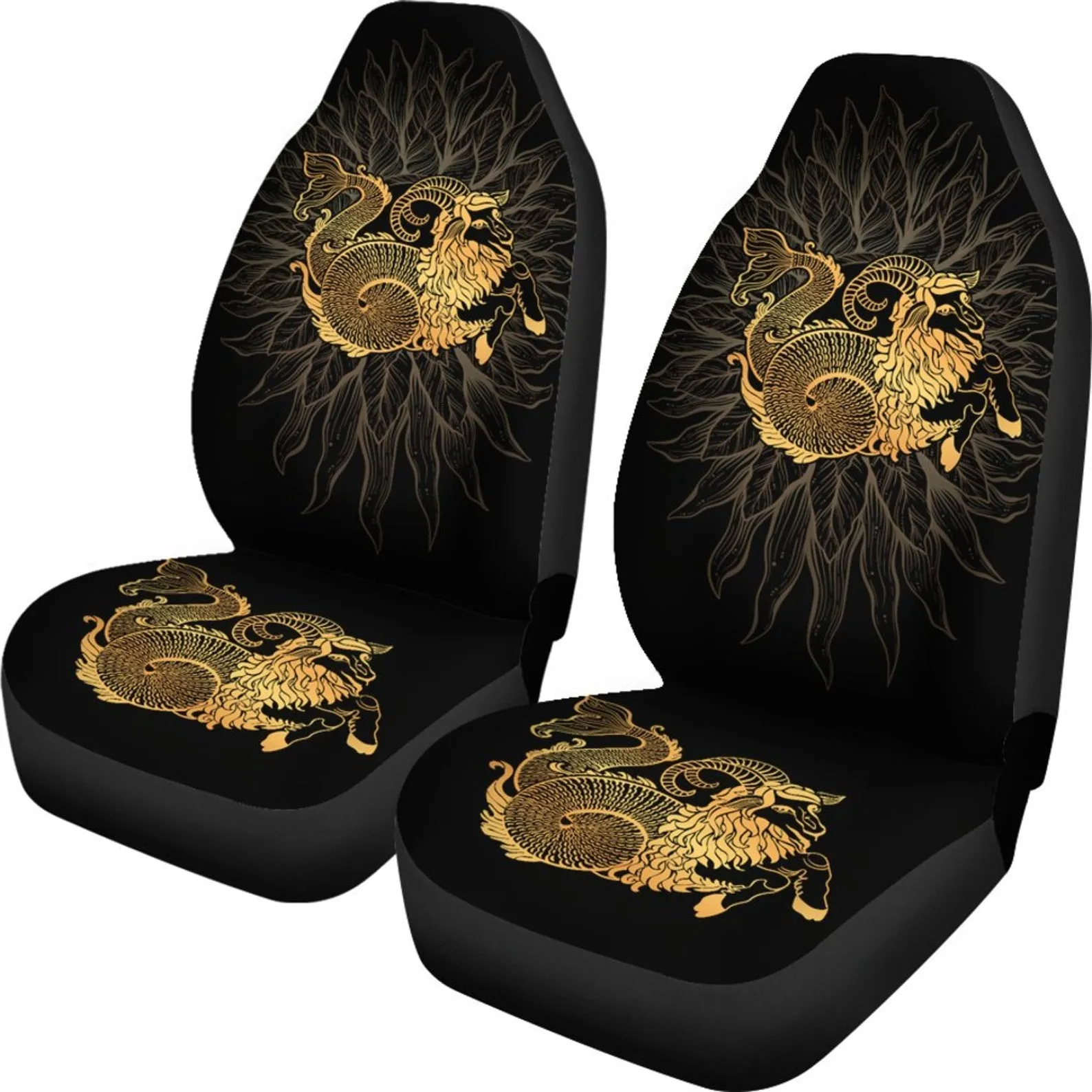 Capricorn Zodiac Car Seat Covers, Capricorn Lover Front Car Cover Gift, Custom Car Seats, Pair Of Covers, Goat Car Seat Print Set