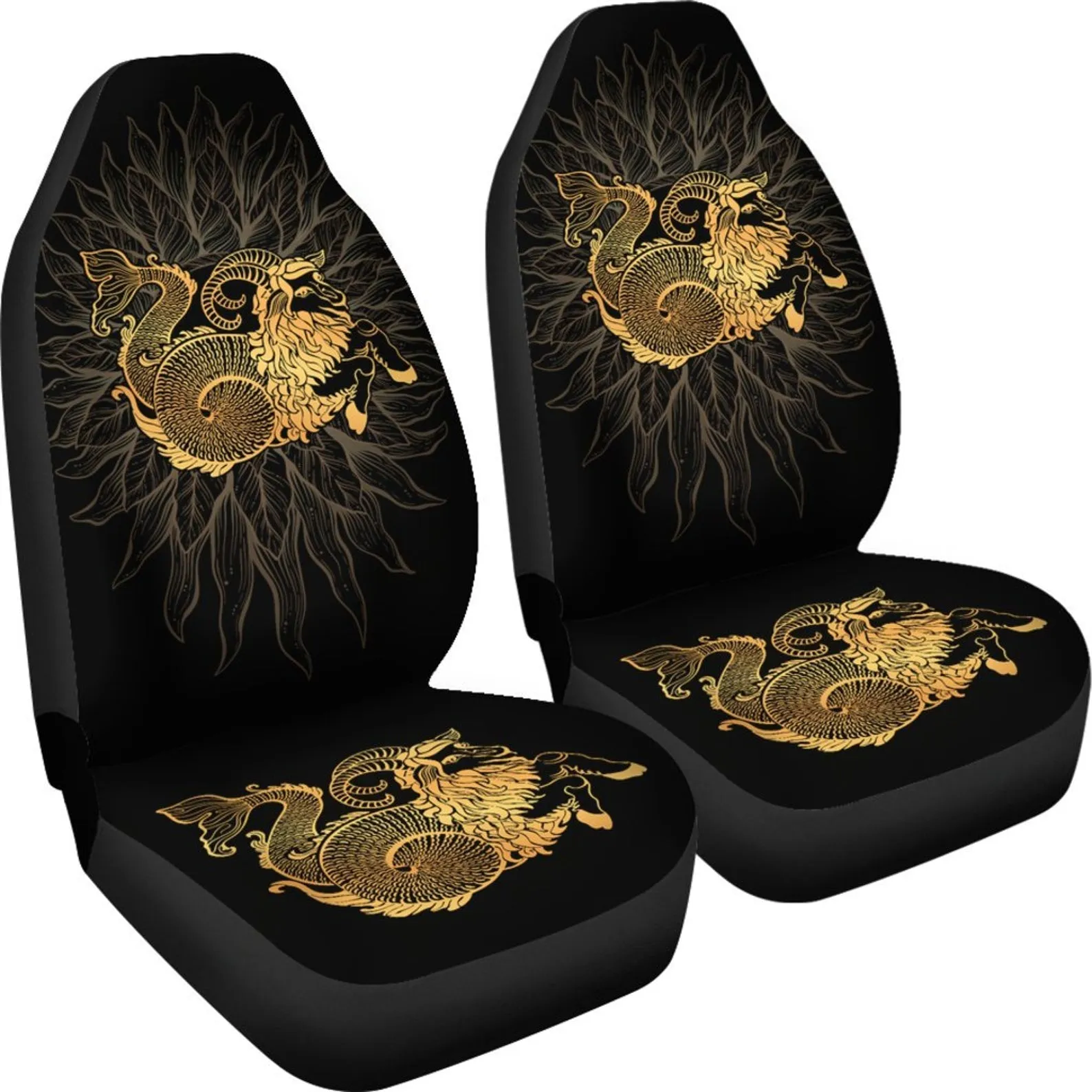 Capricorn Zodiac Car Seat Covers, Capricorn Lover Front Car Cover Gift, Custom Car Seats, Pair Of Covers, Goat Car Seat Print Set