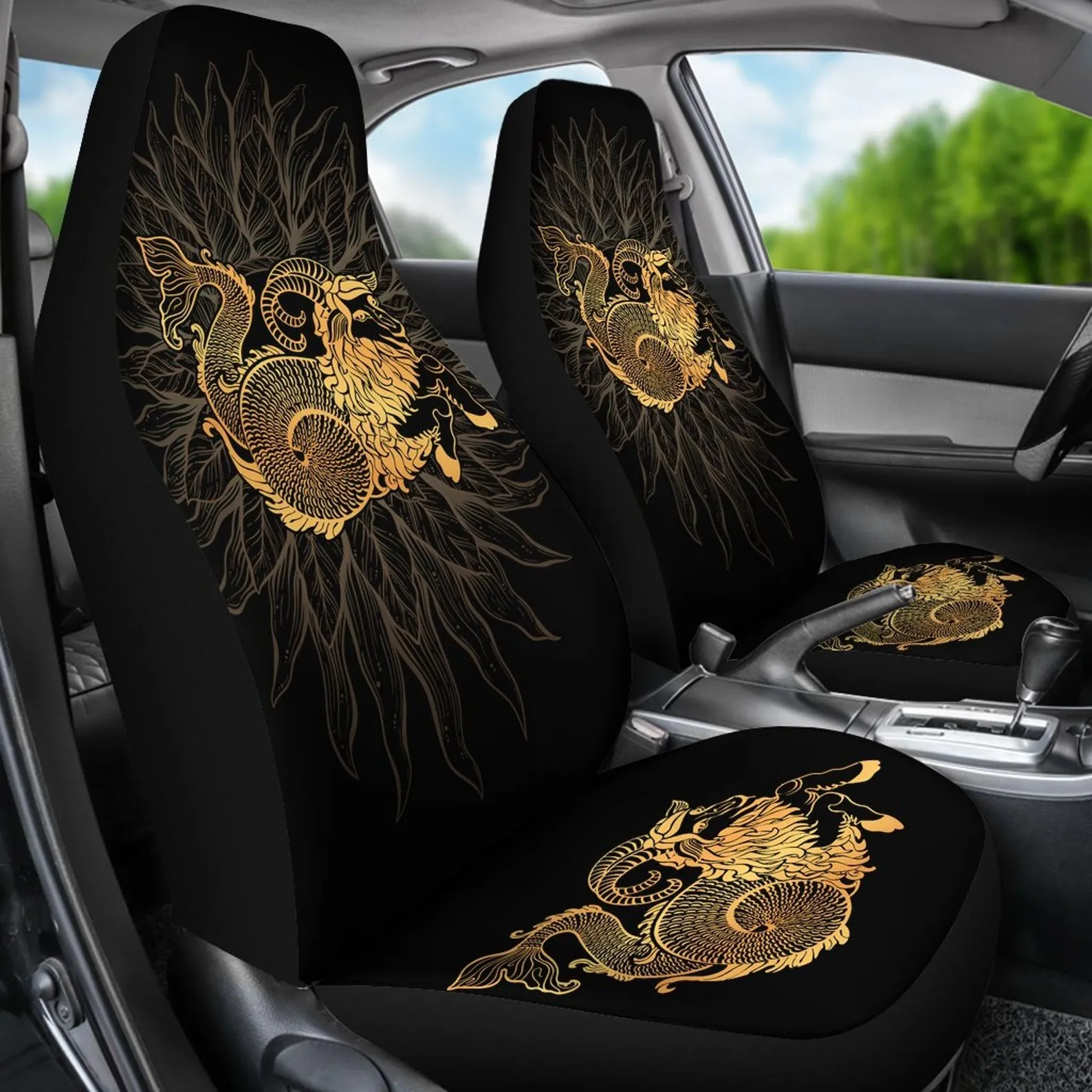Capricorn Zodiac Car Seat Covers, Capricorn Lover Front Car Cover Gift, Custom Car Seats, Pair Of Covers, Goat Car Seat Print Set