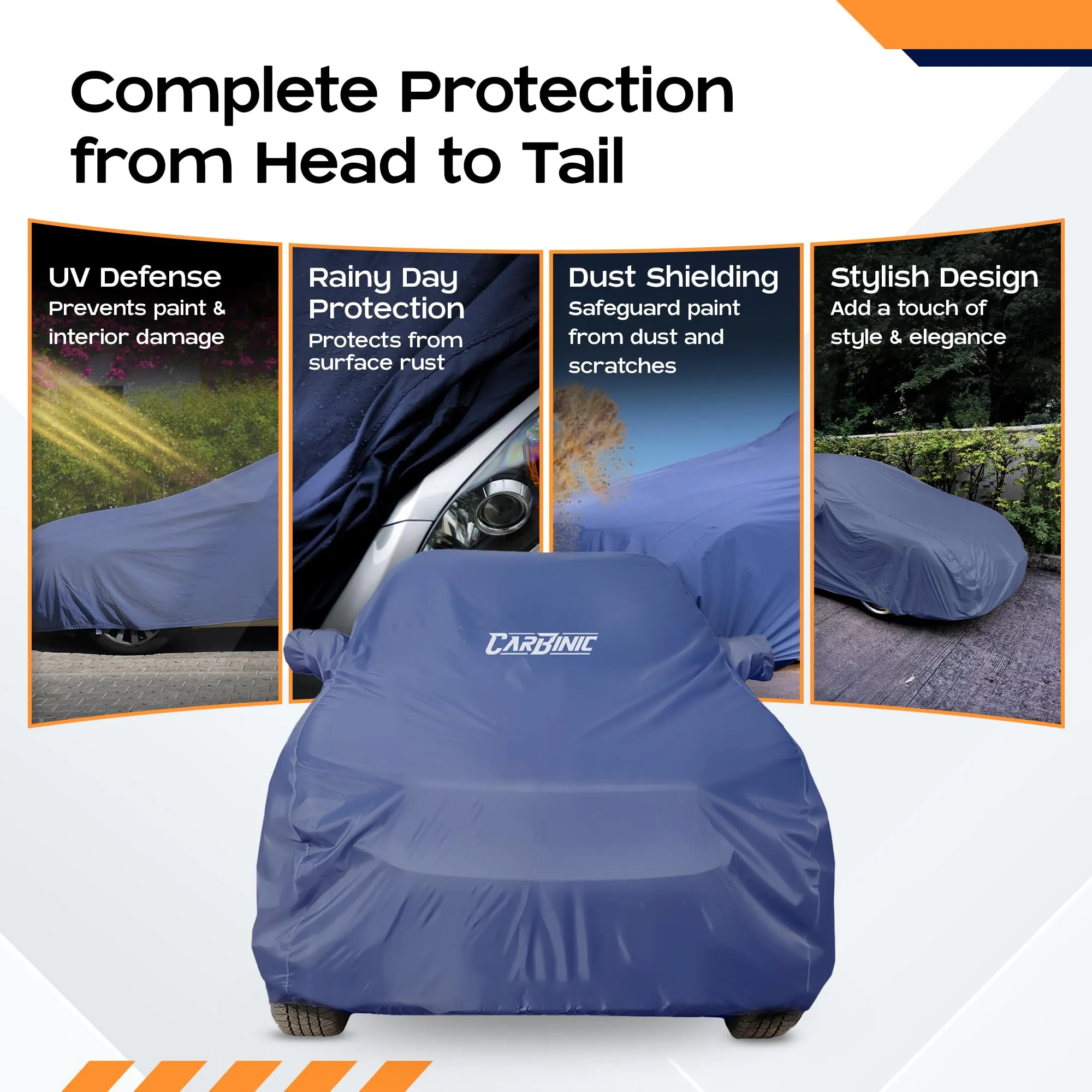 CARBINIC Car Body Cover for Hyundai Eon 2019 | Water Resistant, UV Protection Car Cover | Scratchproof Body Shield Dustproof All-Weather Cover Mirror Pocket & Antenna | Car Accessories