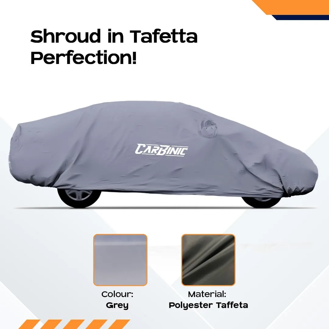 CARBINIC Car Body Cover for Toyota Fortuner 2022 | Water Resistant, UV Protection Car Cover | Scratchproof Body Shield | Dustproof All-Weather Cover | Mirror Pocket & Antenna | Car Accessories, Grey
