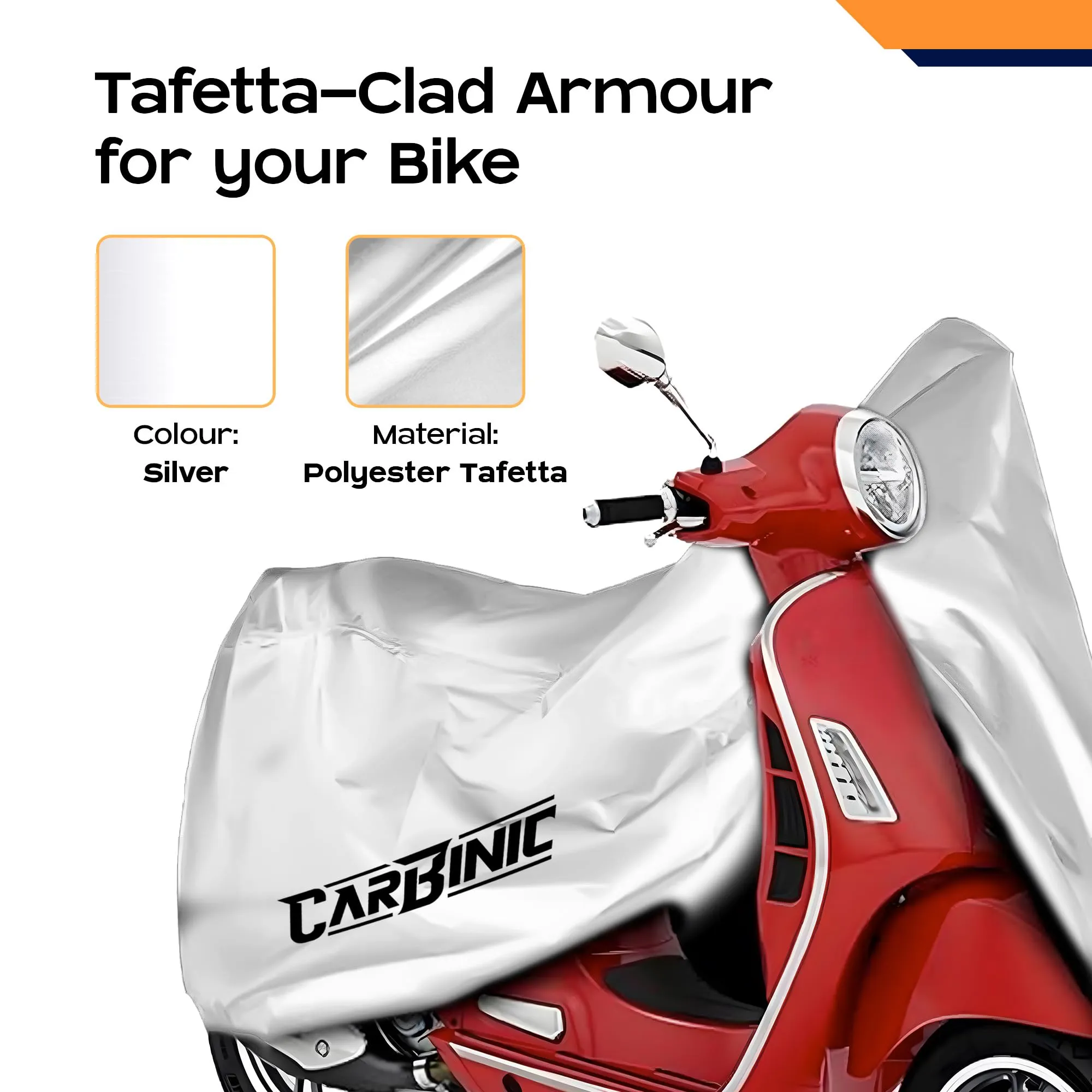 CARBINIC Water Resistant Scooty Cover | Honda Activa 6G TVS Jupiter Bajaj Chetak Electric Scooter Cover | Dustproof Washable Activa Accessories | UV Proof Scratchproof (Silver, for Scooty)