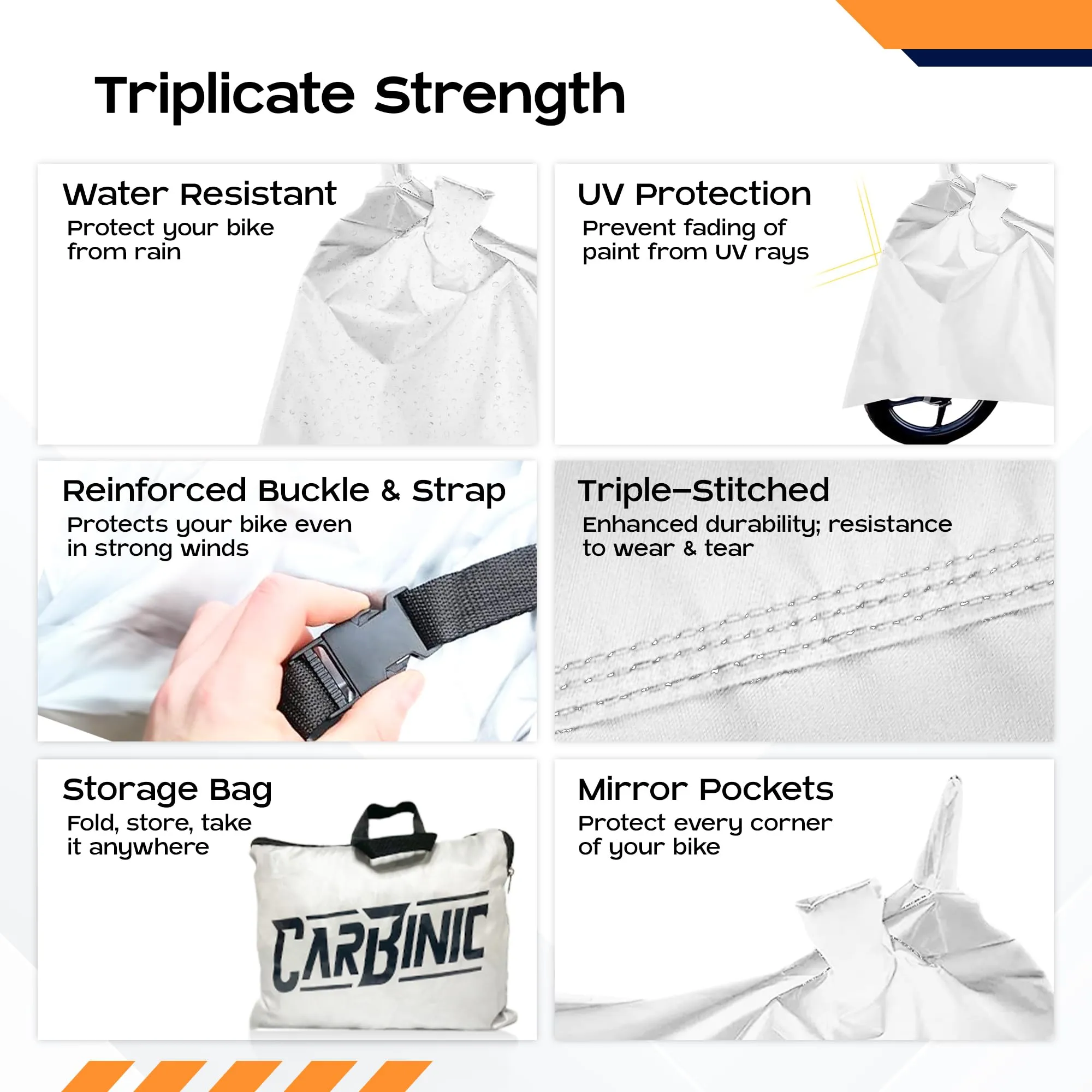 CARBINIC Water Resistant Scooty Cover | Honda Activa 6G TVS Jupiter Bajaj Chetak Electric Scooter Cover | Dustproof Washable Activa Accessories | UV Proof Scratchproof (Silver, for Scooty)