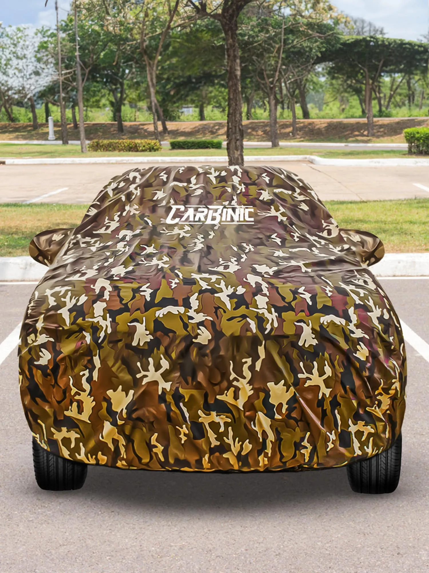 CARBINIC Waterproof Car Body Cover for MG Gloster 2021 | Dustproof, UV Proof Car Cover | Gloster Car Accessories | Mirror Pockets & Antenna Triple Stitched | Double Layered Soft Cotton Lining, Jungle