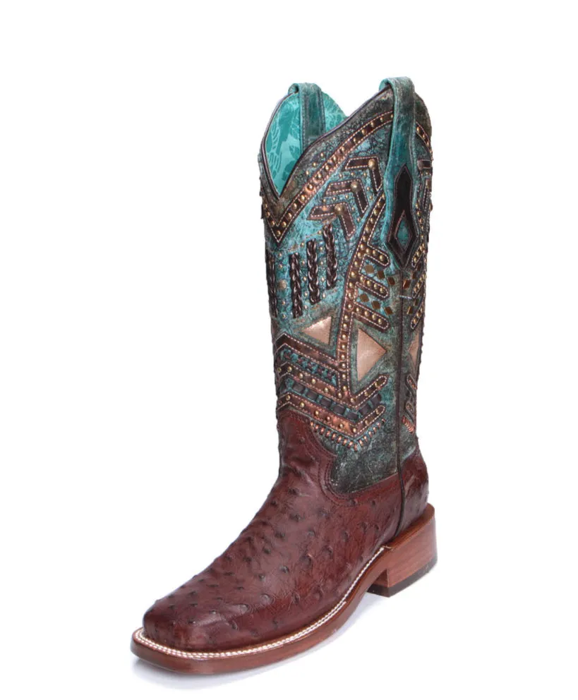 Corral Turquoise Full Quill Ostrich Boots