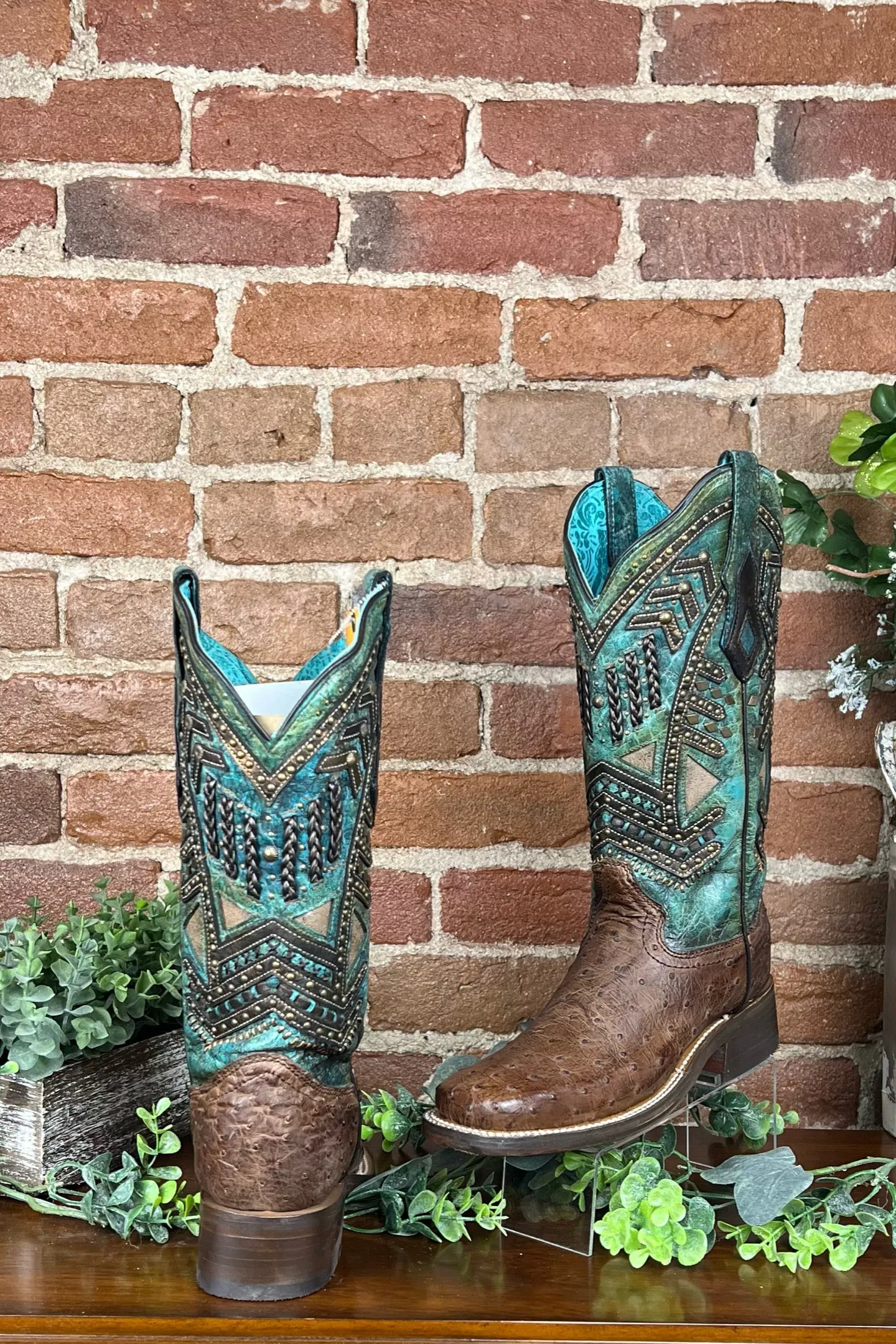 Corral Turquoise Full Quill Ostrich Boots