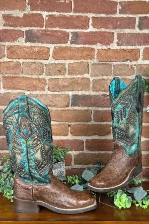 Corral Turquoise Full Quill Ostrich Boots