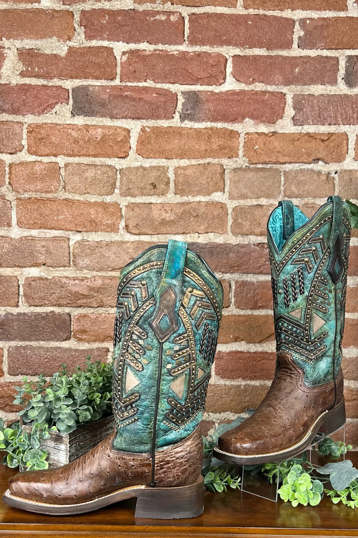 Corral Turquoise Full Quill Ostrich Boots