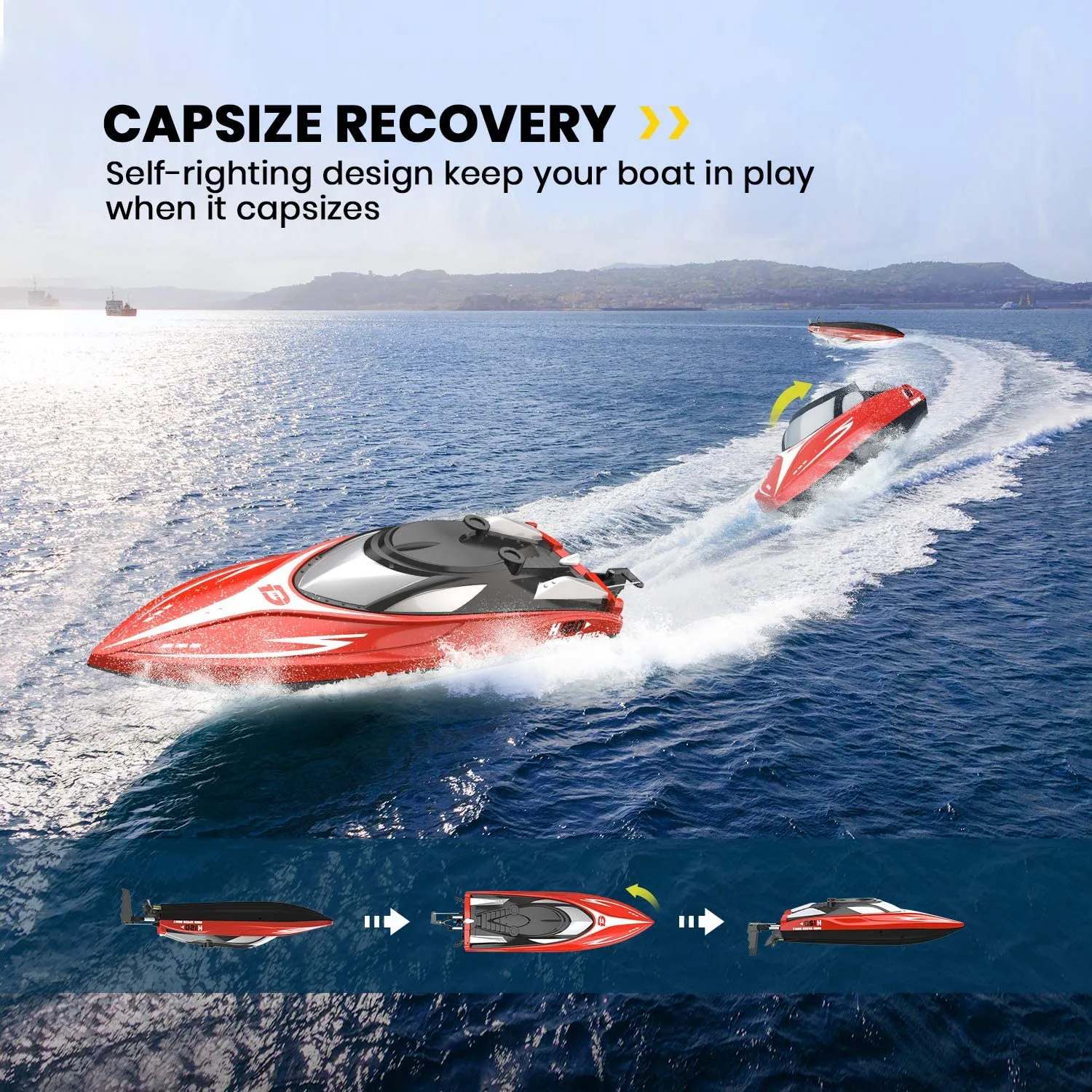 DEERC H120 RC Boat Remote Control Boats for Pools and Lakes 20 mph 2.4GHz Racing