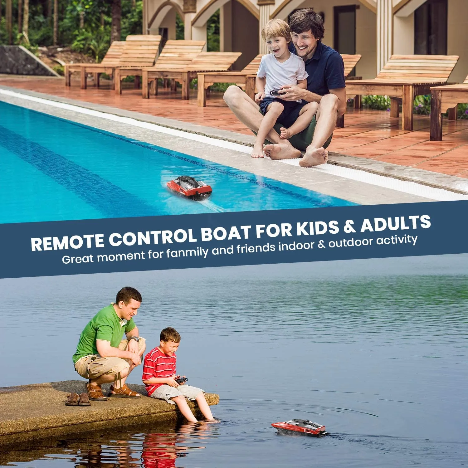 DEERC H120 RC Boat Remote Control Boats for Pools and Lakes 20 mph 2.4GHz Racing