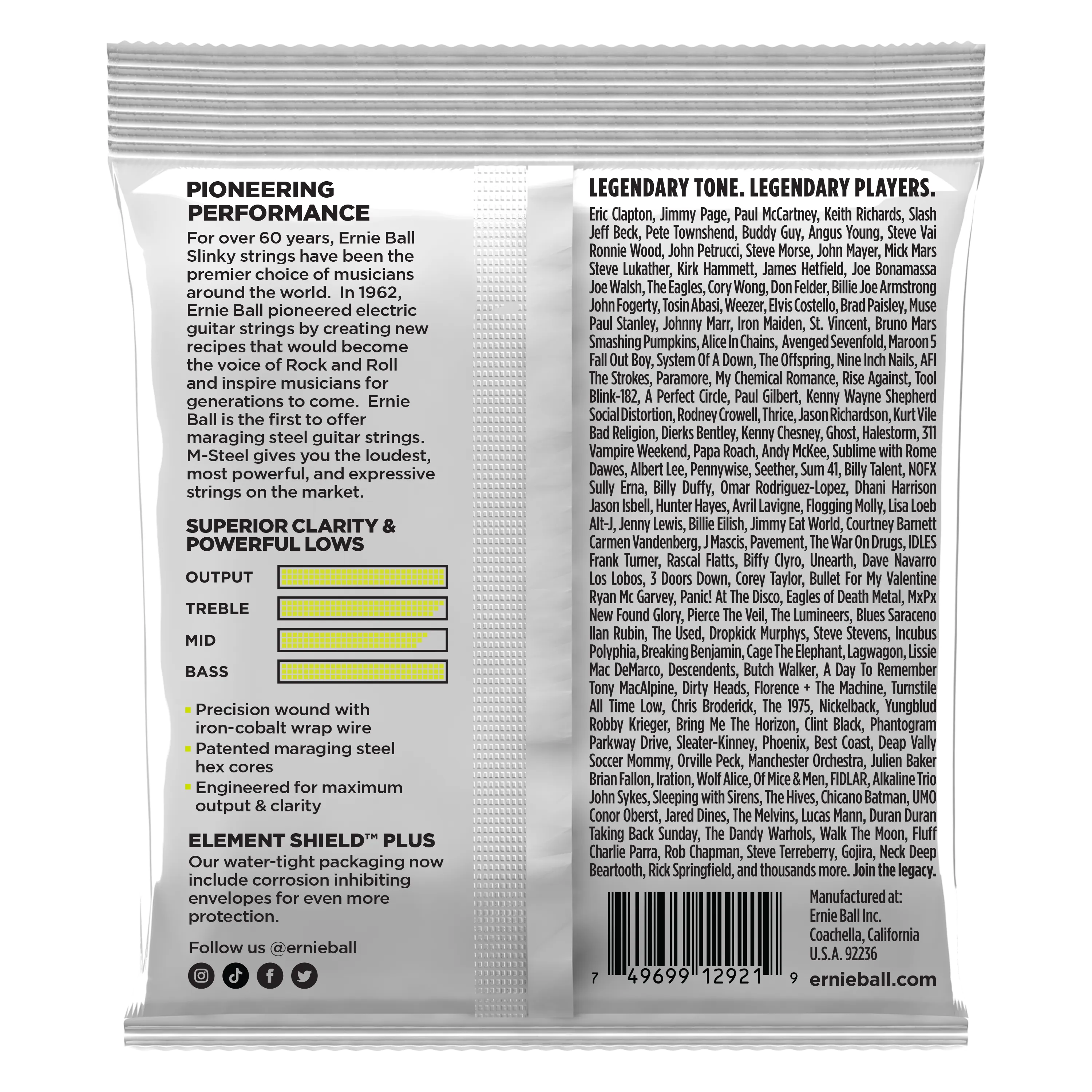 Ernie Ball 2921EB M-Steel Regular Slinky Electric Guitar Strings 6-String Set 010 - 046