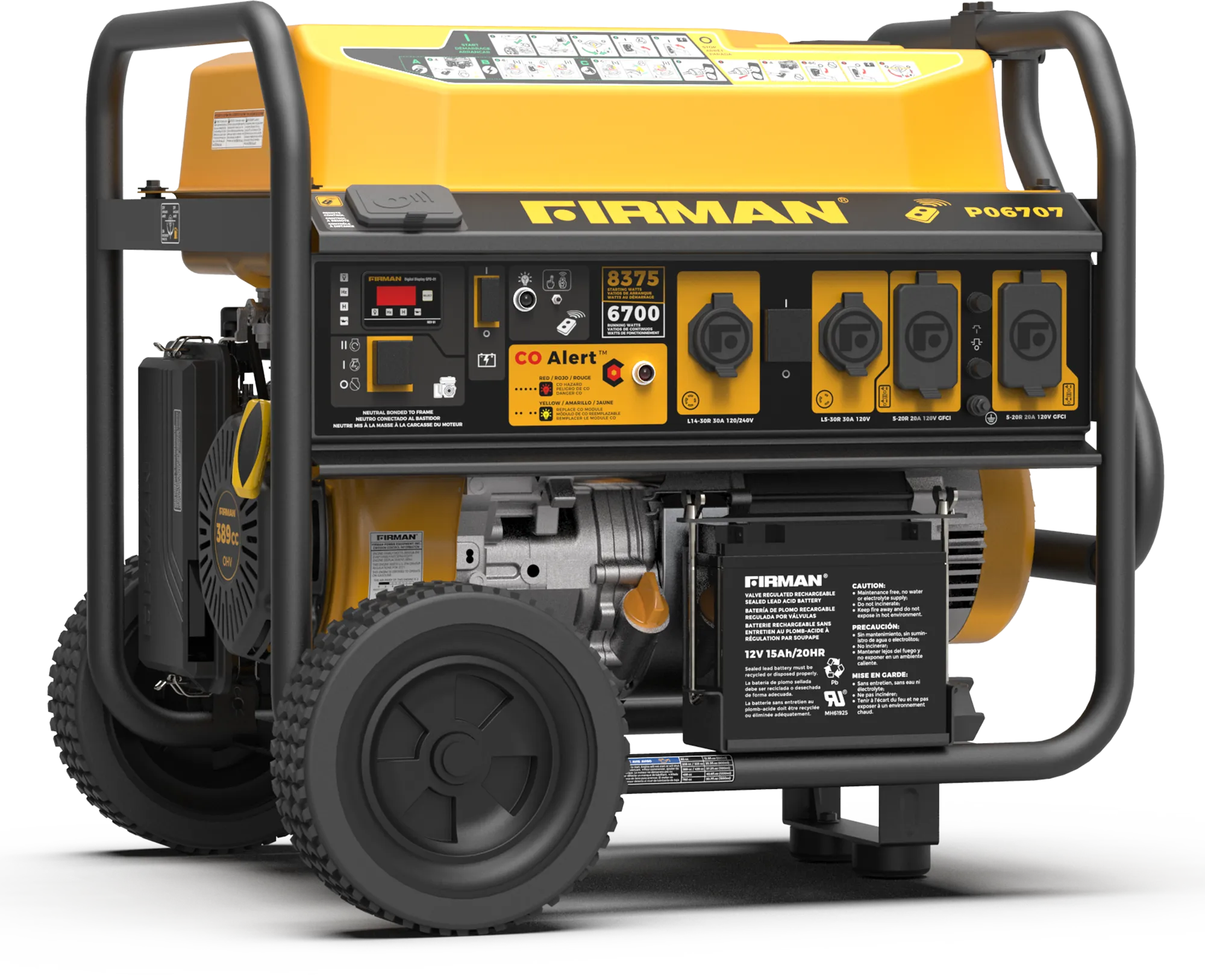 GAS PORTABLE GENERATOR 8375W REMOTE START 120/240V