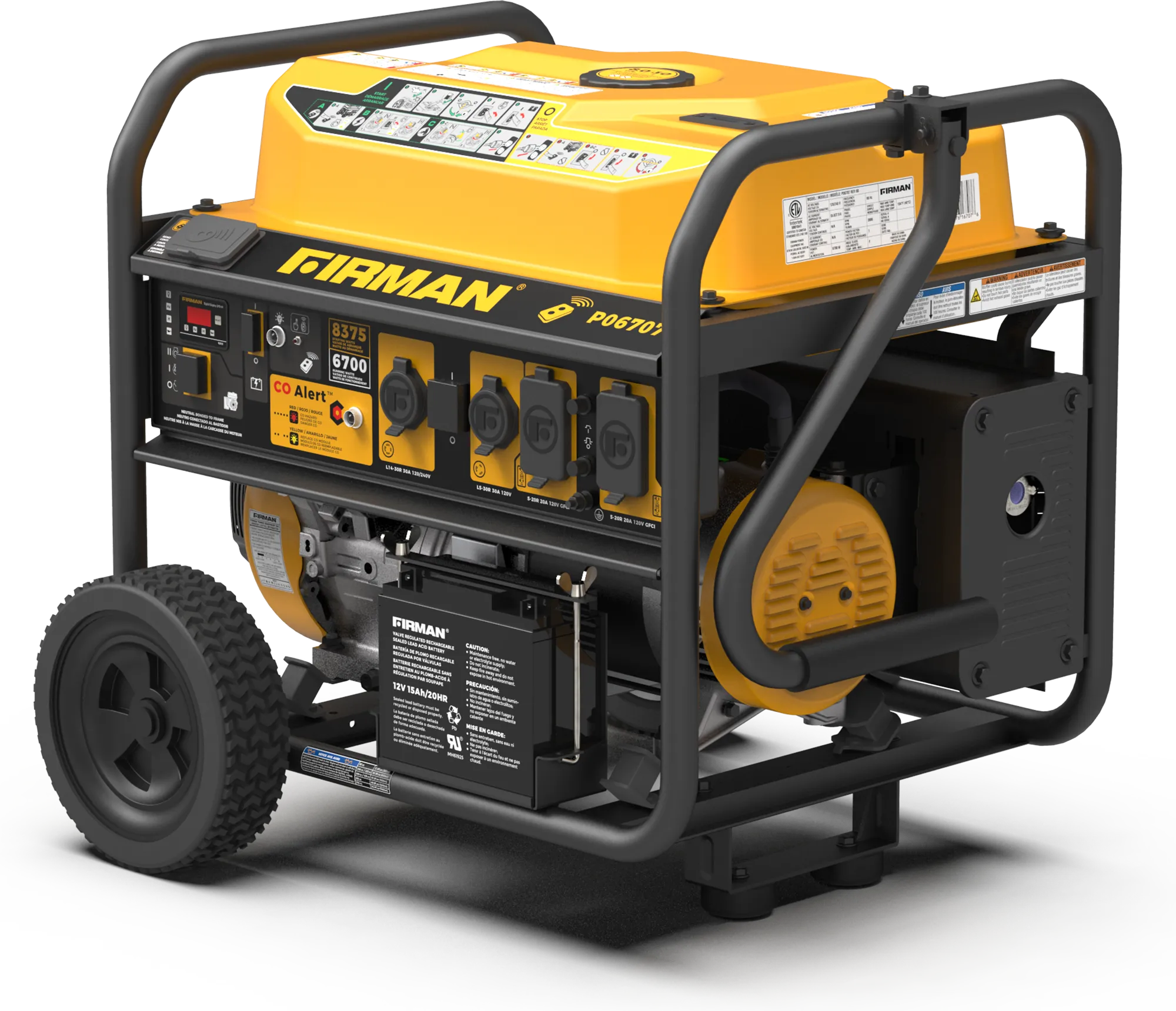 GAS PORTABLE GENERATOR 8375W REMOTE START 120/240V