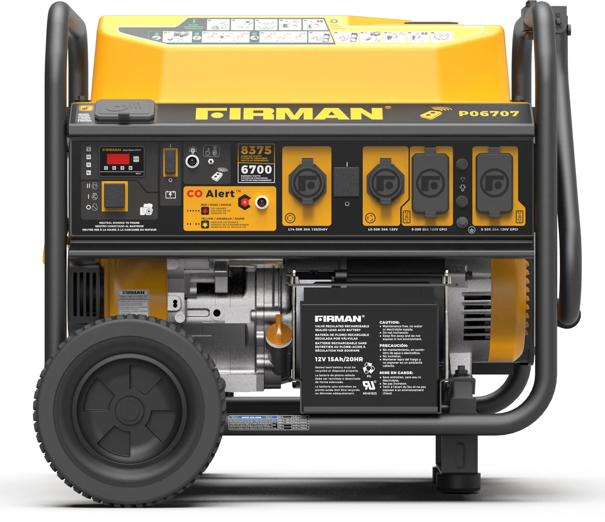 GAS PORTABLE GENERATOR 8375W REMOTE START 120/240V