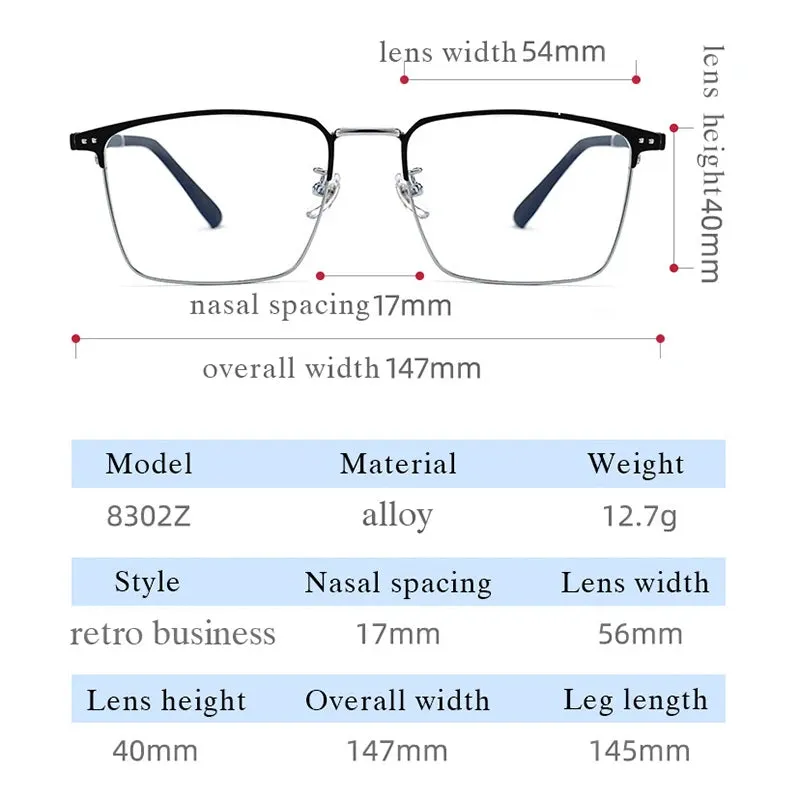 Hotochki Mens Full Rim Browline Square Alloy Eyeglasses 8302z