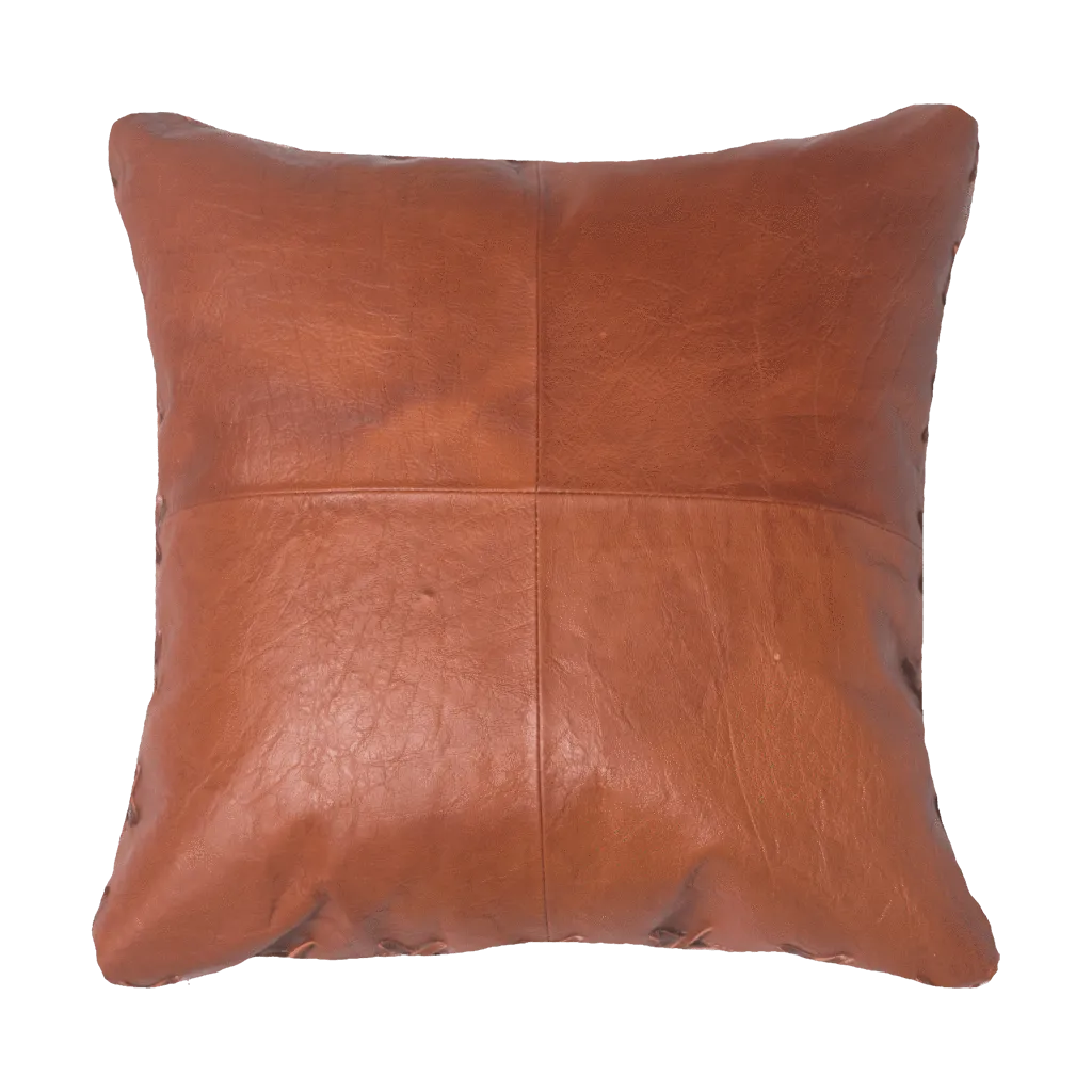 Leather Cross Stitch Tan Lounge Cushion 55 x 55 cm