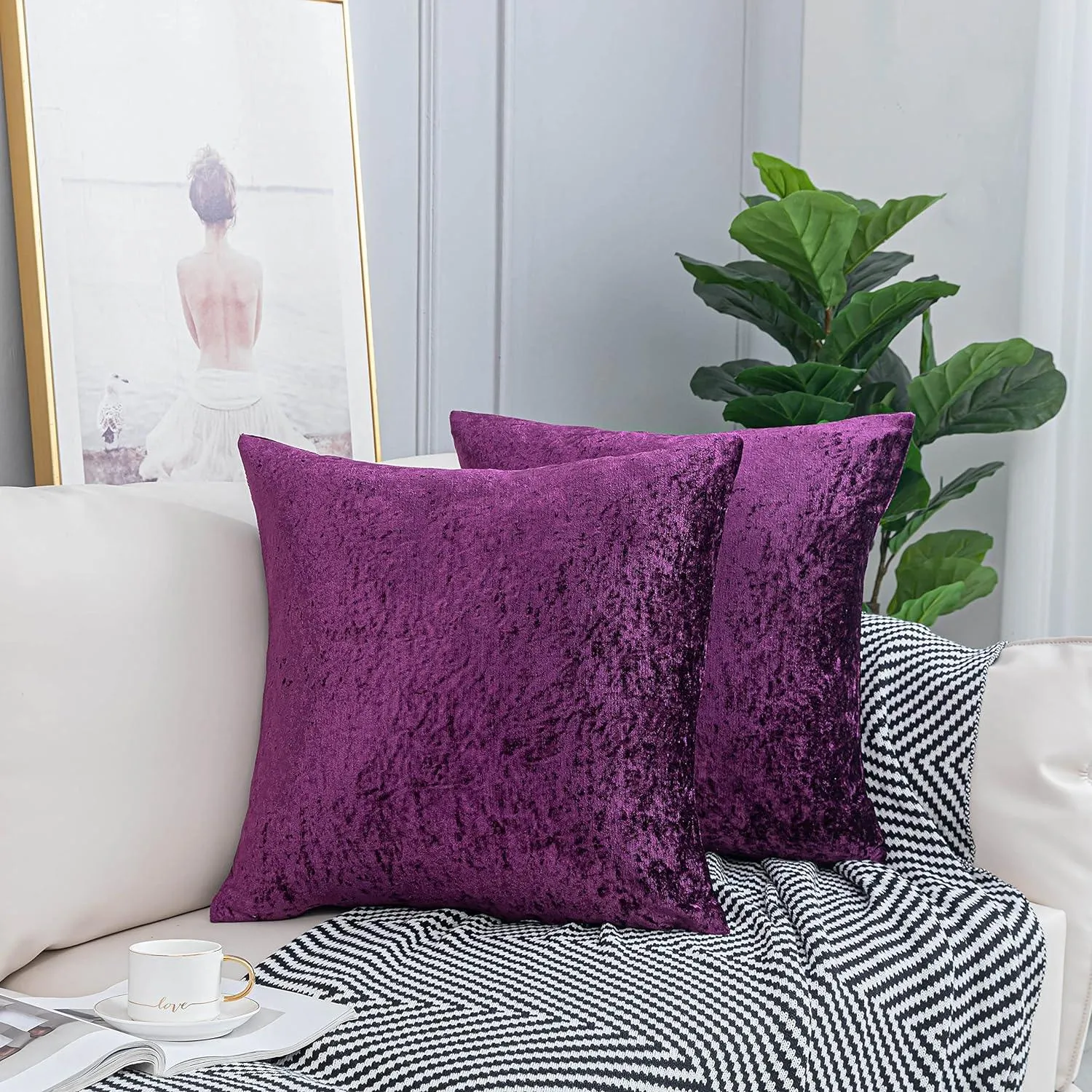 Luxurious Crushed Velvet Cushion Covers - Pack of 2 - Elegant Home Décor