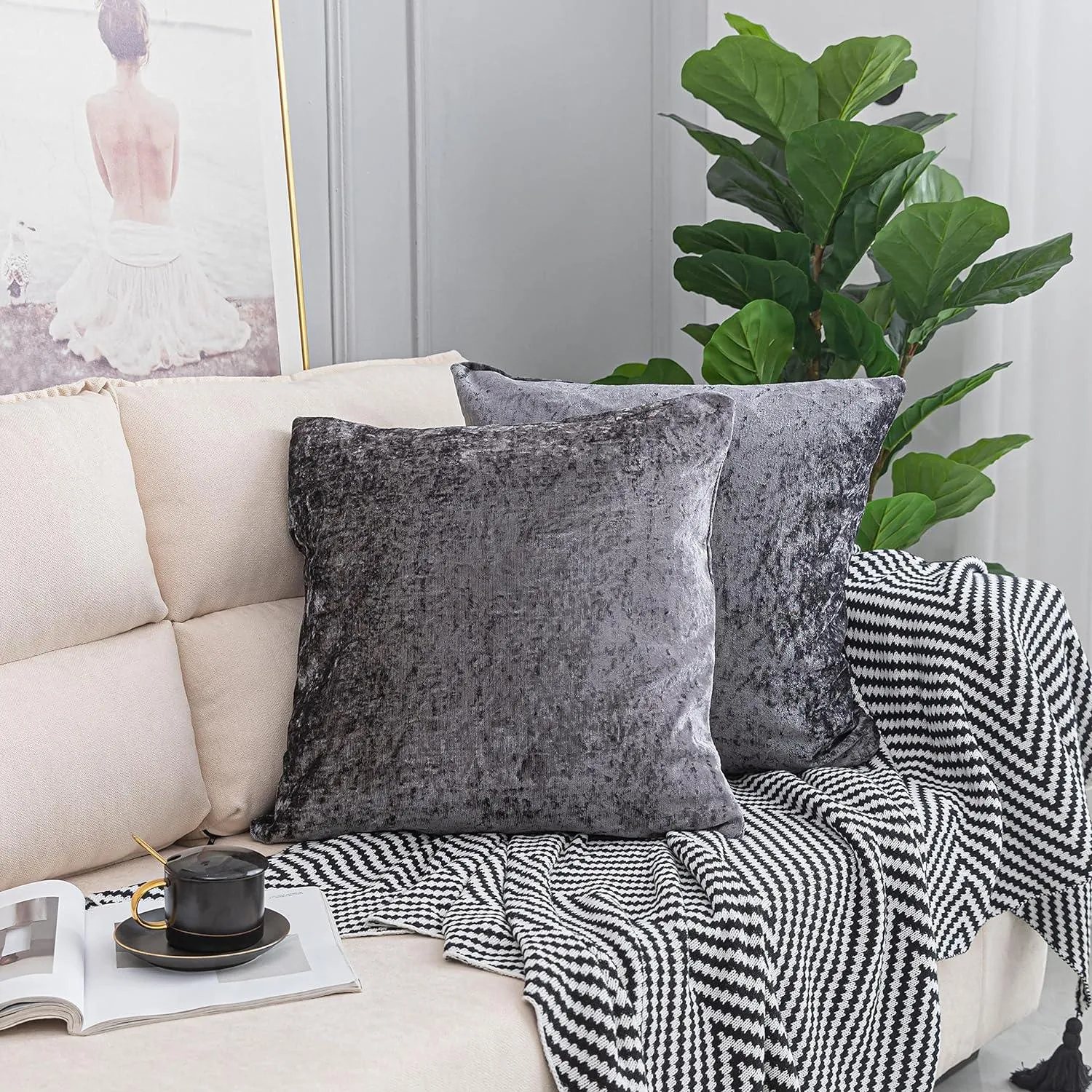 Luxurious Crushed Velvet Cushion Covers - Pack of 2 - Elegant Home Décor