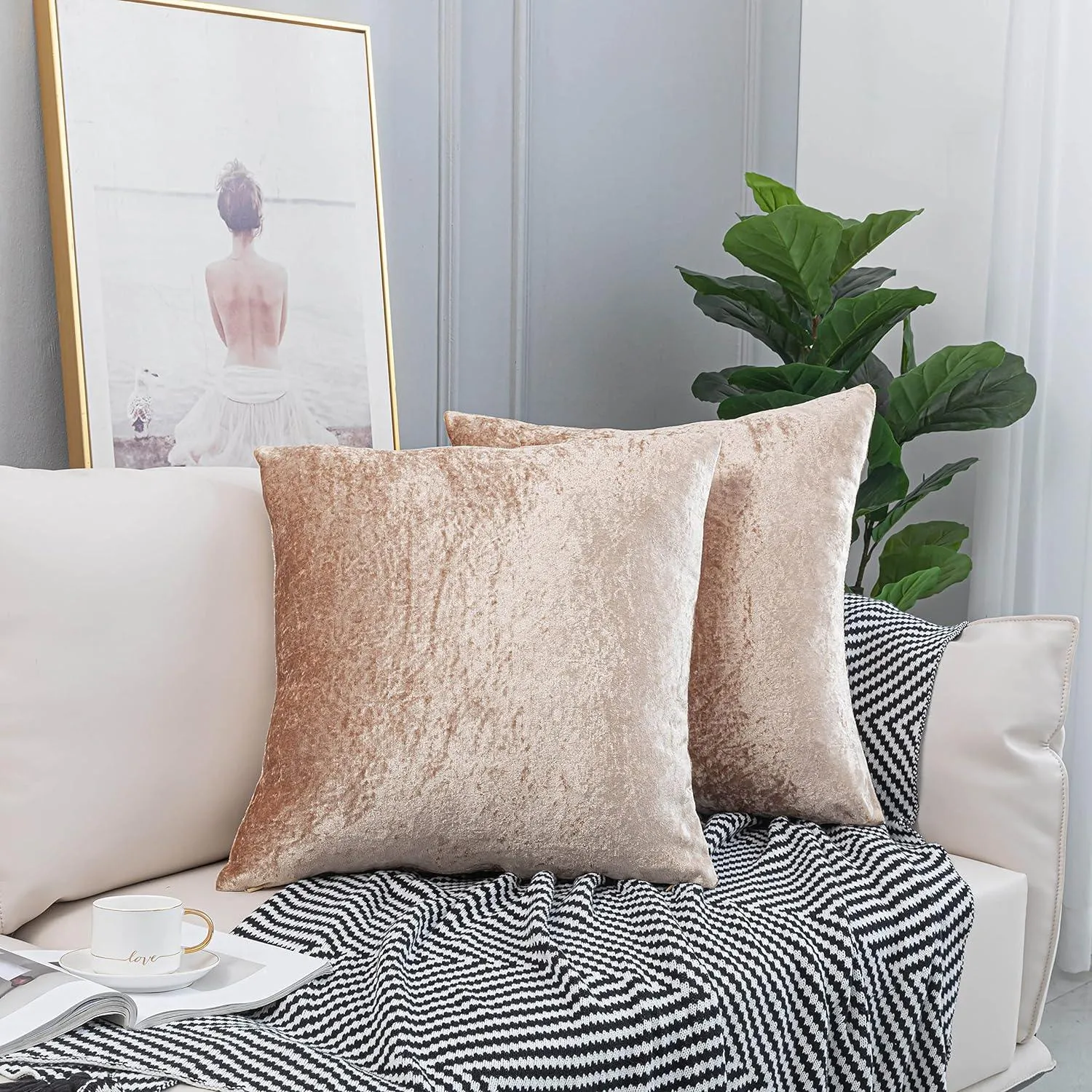 Luxurious Crushed Velvet Cushion Covers - Pack of 2 - Elegant Home Décor