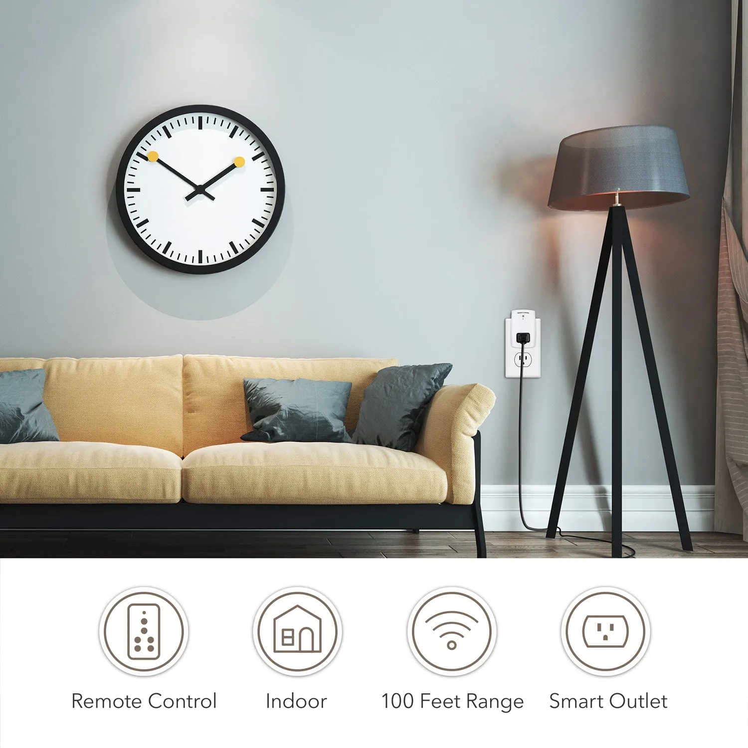 Mini Wireless Wall-Mounting Remote Control Outlet 3 Outlets BN-LINK