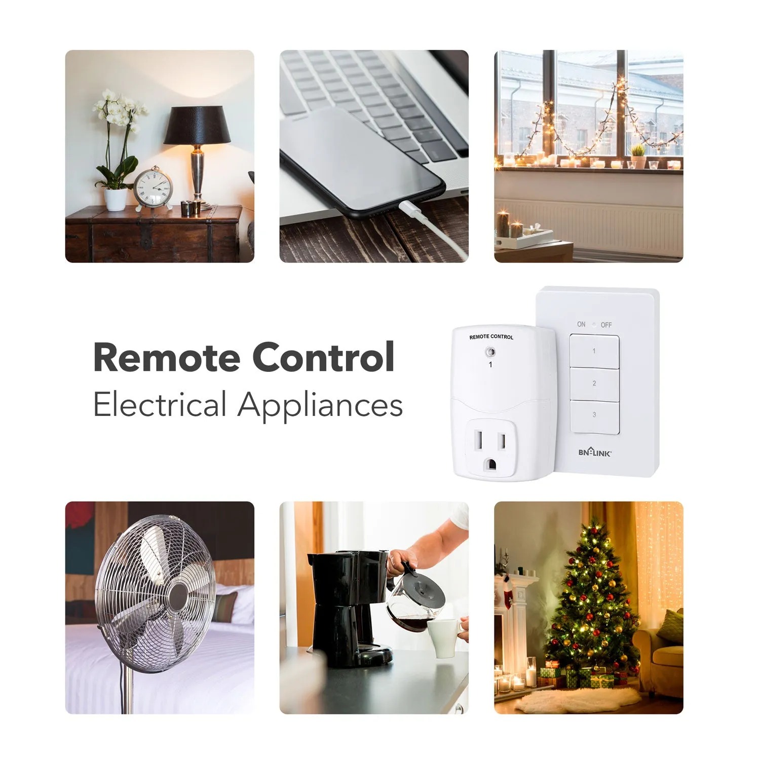 Mini Wireless Wall-Mounting Remote Control Outlet 3 Outlets BN-LINK