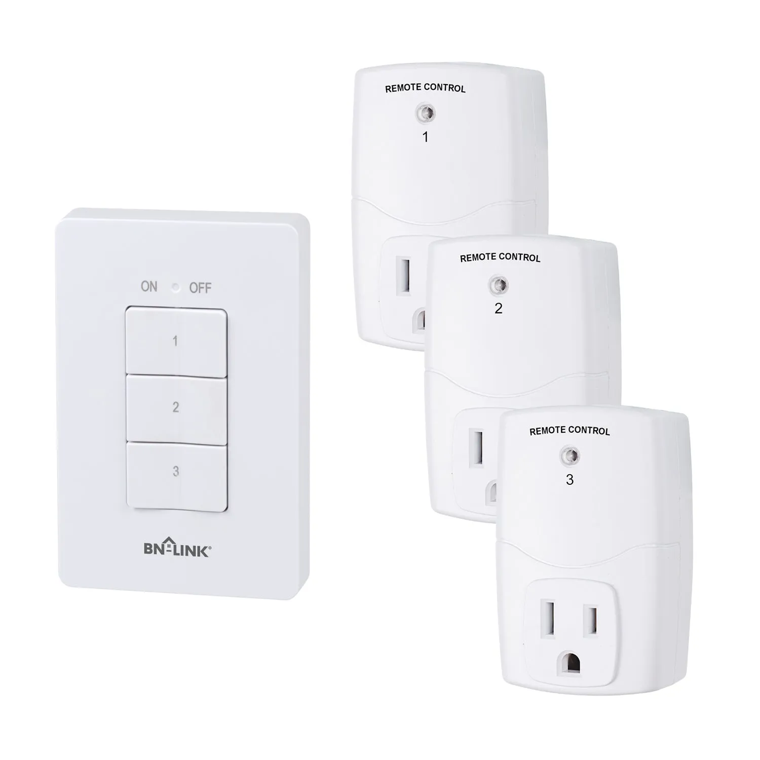 Mini Wireless Wall-Mounting Remote Control Outlet 3 Outlets BN-LINK