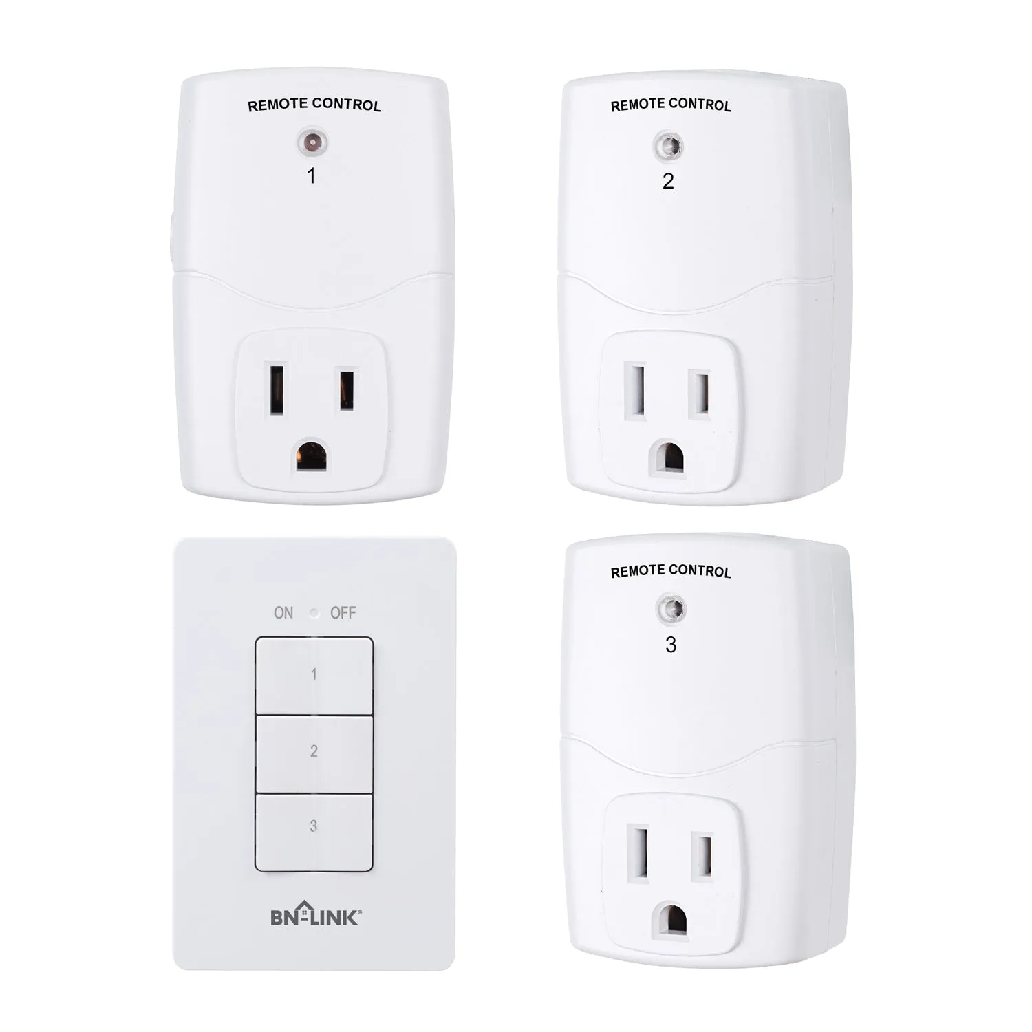 Mini Wireless Wall-Mounting Remote Control Outlet 3 Outlets BN-LINK