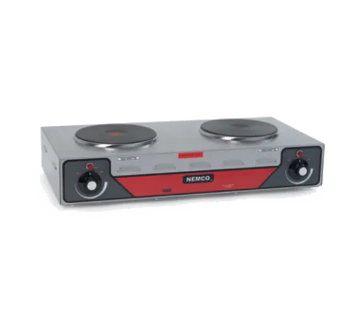 NEMCO 6310-2 hotplate with horizontal double burner in brushed stainless steel