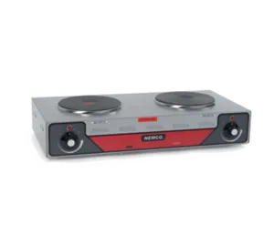NEMCO 6310-2 hotplate with horizontal double burner in brushed stainless steel