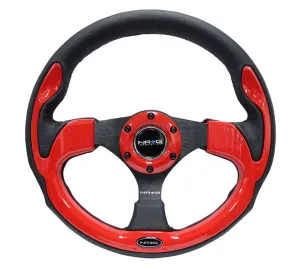 NRG Reinforced Steering Wheel- 320mm Sport Steering Wheel w/ Red Trim - RST-001RD