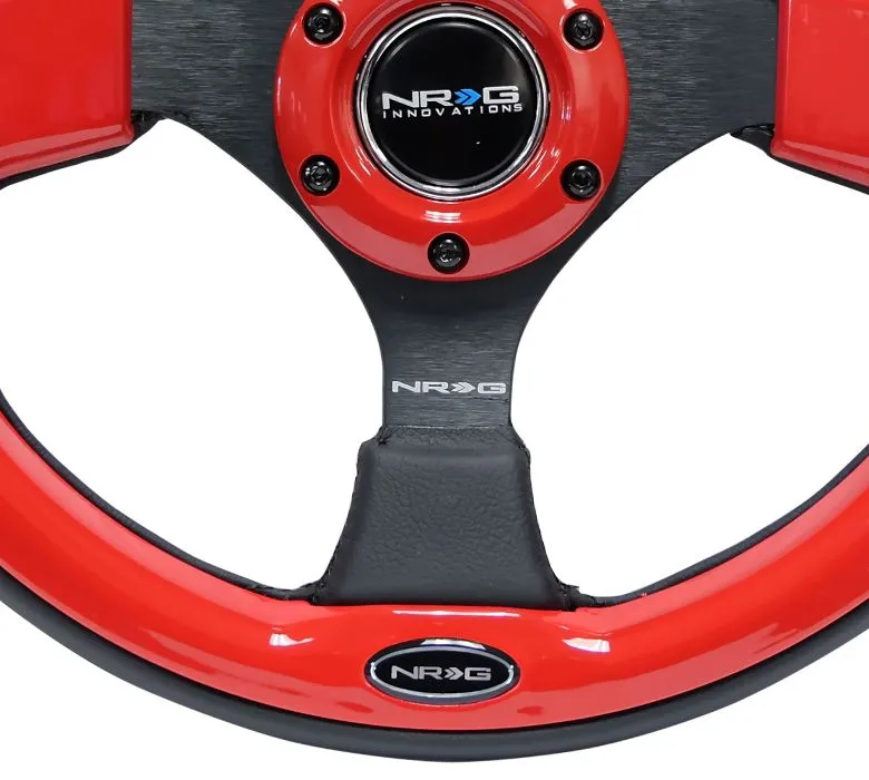 NRG Reinforced Steering Wheel- 320mm Sport Steering Wheel w/ Red Trim - RST-001RD