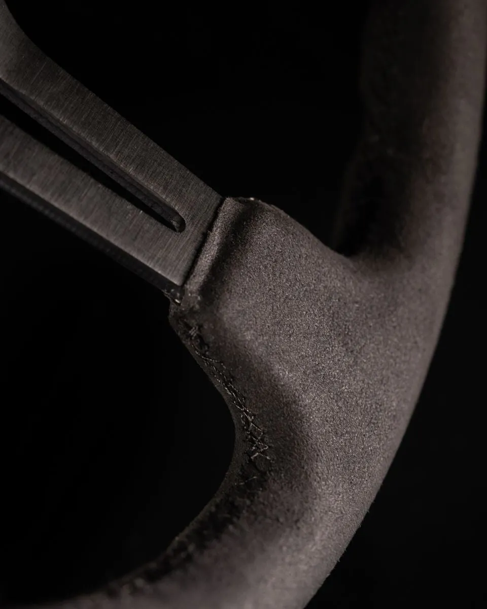 NRG Reinforced Steering Wheel 350mm Sport Steering Wheel (3" Deep) Black Leather with Alcantara Stitching - RST-018SA