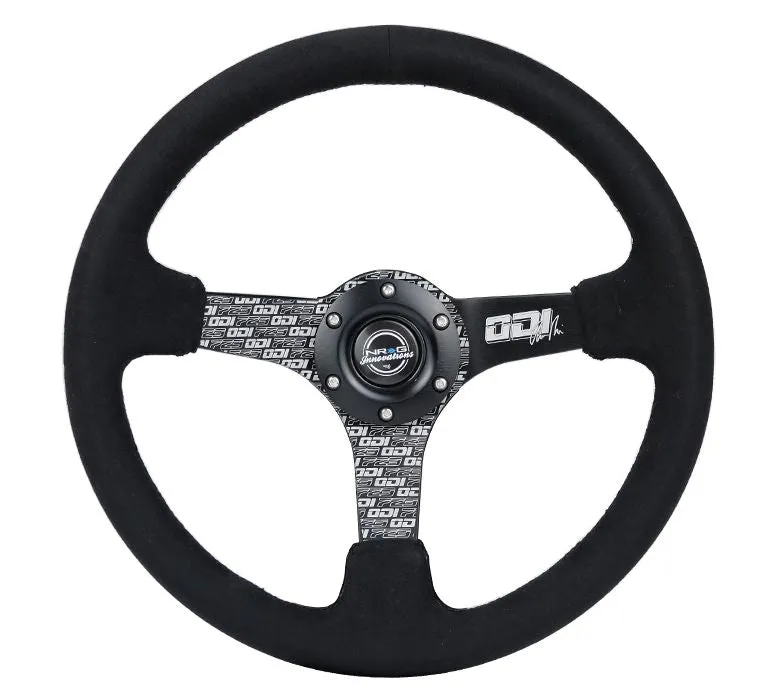 NRG Reinforced Steering Wheel - Odi Bakchis Signature 3" Deep, 5 mm spoke with solid spokes. Odi Signature finish solid spokes wrapped in Micro Fiber Finish.  - RST-036MB-ODI