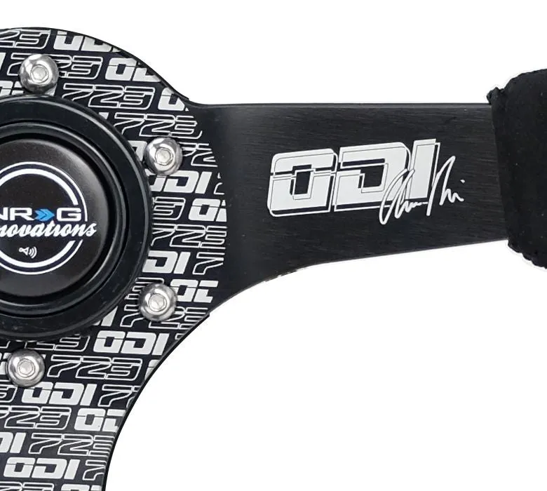 NRG Reinforced Steering Wheel - Odi Bakchis Signature 3" Deep, 5 mm spoke with solid spokes. Odi Signature finish solid spokes wrapped in Micro Fiber Finish.  - RST-036MB-ODI