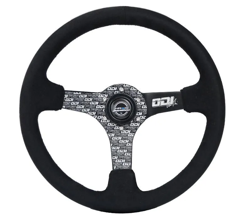 NRG Reinforced Steering Wheel - Odi Bakchis Signature 3" Deep, 5 mm spoke with solid spokes. Odi Signature finish solid spokes wrapped in Micro Fiber Finish.  - RST-036MB-ODI