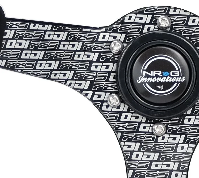 NRG Reinforced Steering Wheel - Odi Bakchis Signature 3" Deep, 5 mm spoke with solid spokes. Odi Signature finish solid spokes wrapped in Micro Fiber Finish.  - RST-036MB-ODI