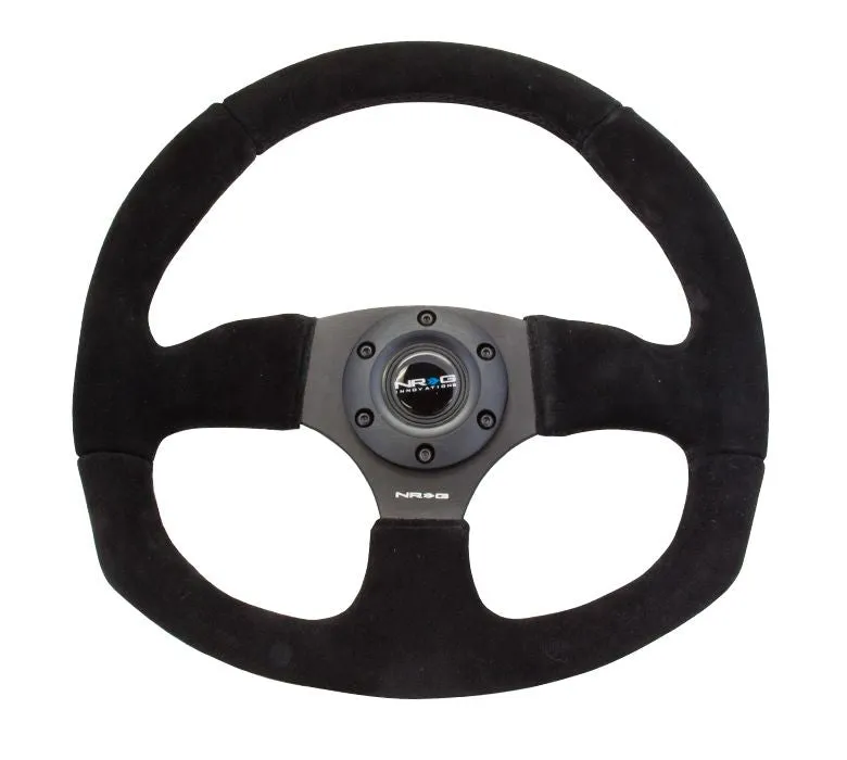 NRG Reinforced Steering Wheel - Suede Leather Steering Wheel w/ BLACK stitch - RST-009S