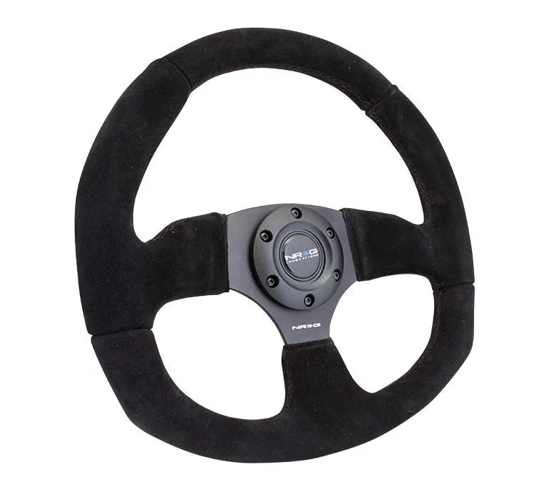 NRG Reinforced Steering Wheel - Suede Leather Steering Wheel w/ BLACK stitch - RST-009S