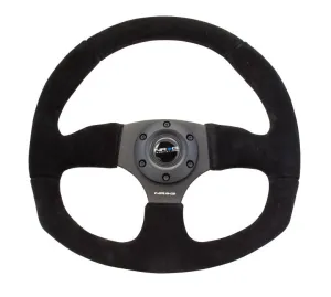 NRG Reinforced Steering Wheel - Suede Leather Steering Wheel w/ BLACK stitch - RST-009S